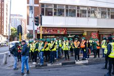 Agroup of Jozi My Jozi volunteers from Nedbank in the streets of Joburg